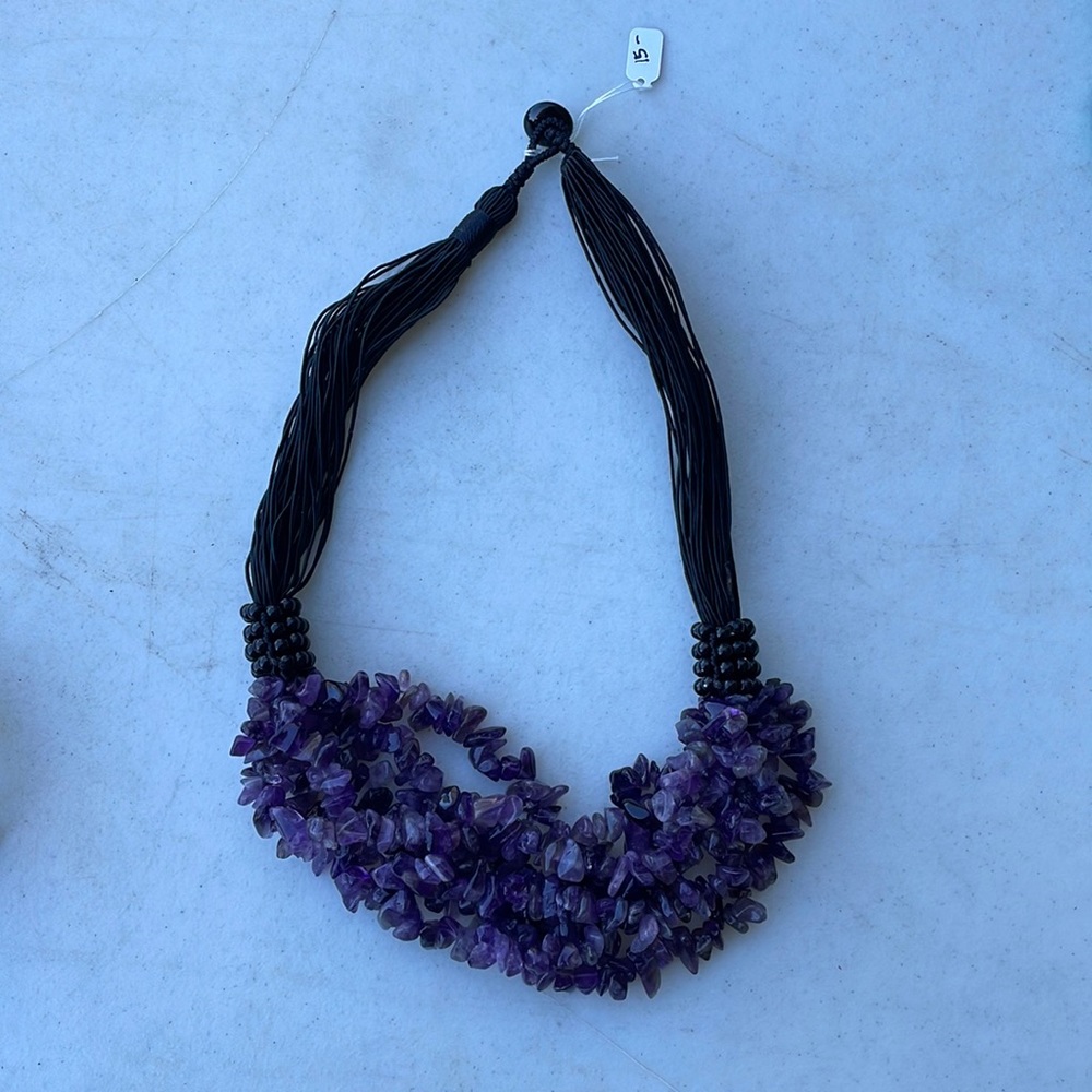 Beaded purple and black necklace